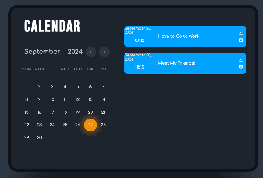 Calendar-ReactVite-Webpage