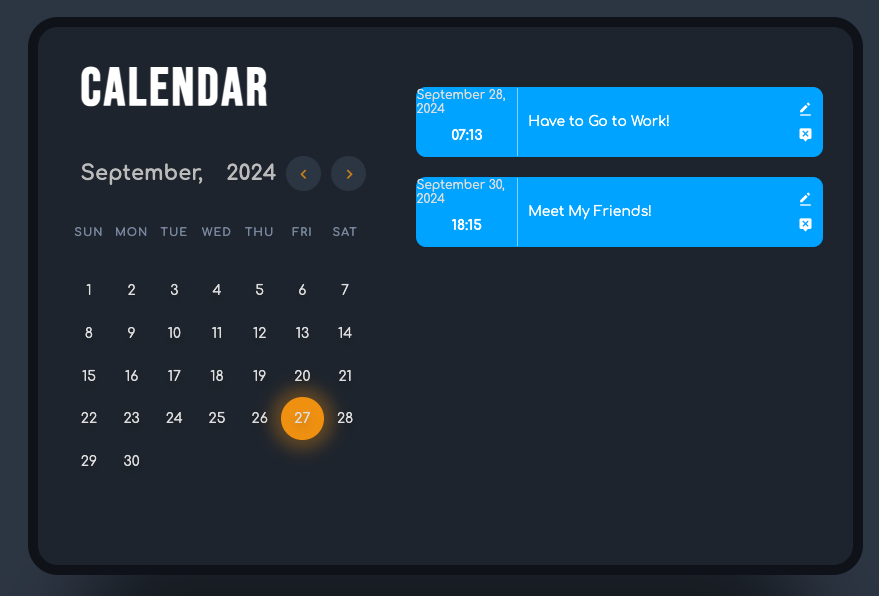 Calendar-ReactVite-Webpage